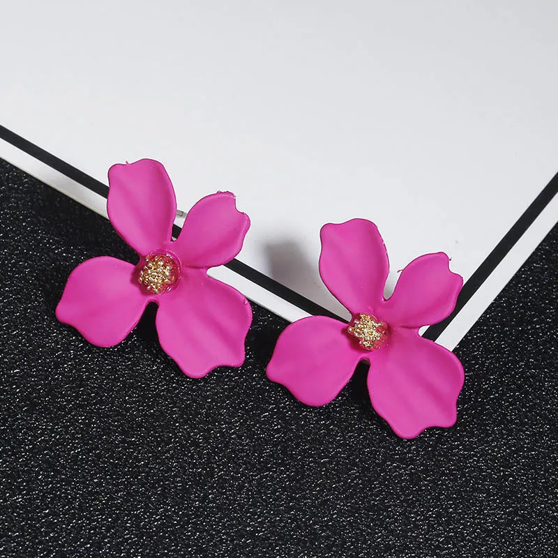 Корейский стиль Клипсы Серьги для женщин Новая мода розовый цветок красного цвета серьги подарок на день рождения