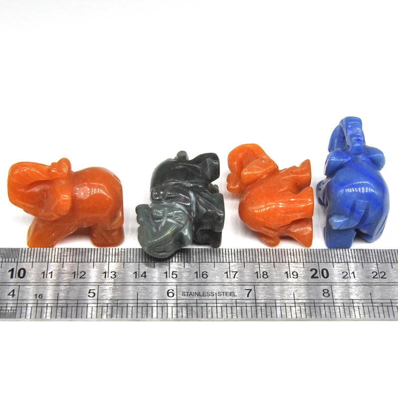 1.5" Elephant Statue Natural Stones Rose Quartz Healing Crystals Carved Animal Figurines Room Decor Gem Craft Trinket