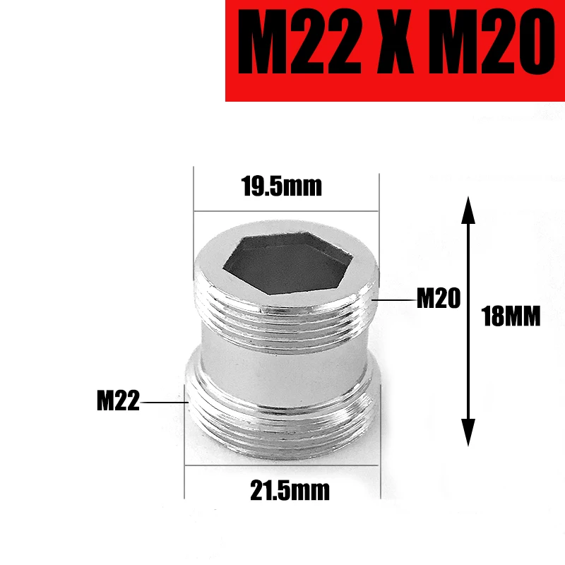 Lengthened design M22 vyměnit na 16 18 20 22 24mm pánský x pánský pípa adaptér kuchyň koupelna mosaz voda páska kloub měď