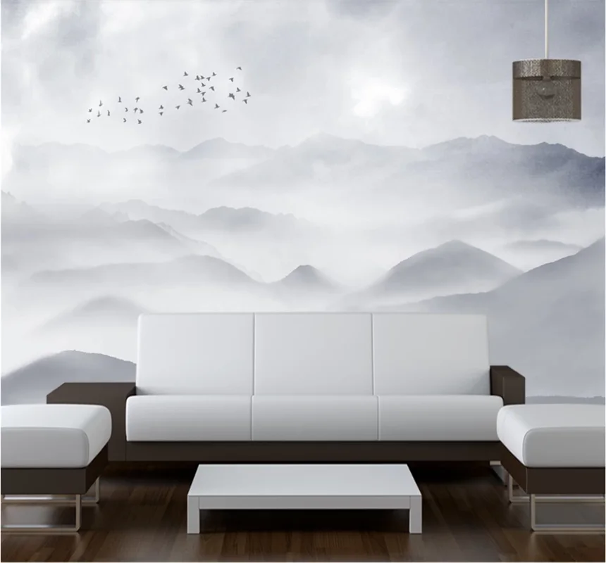 Xuesu Customized ink wash landscape painting artistic conception, living room decoration, mural, photo wall