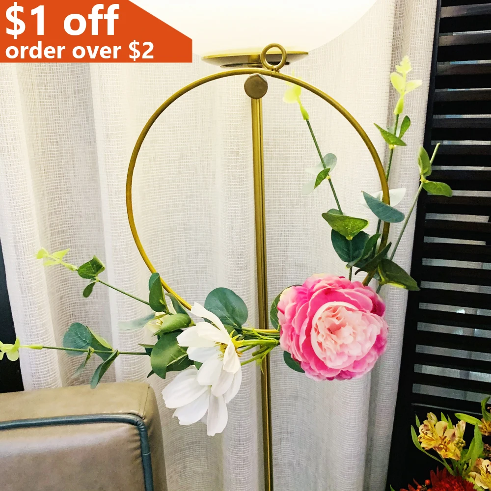 INS Gold Metal Hoop Flower Wreath Garland Wall Hanging Artificial Wedding Home Decoration Simulation Plant Ring | Дом и сад