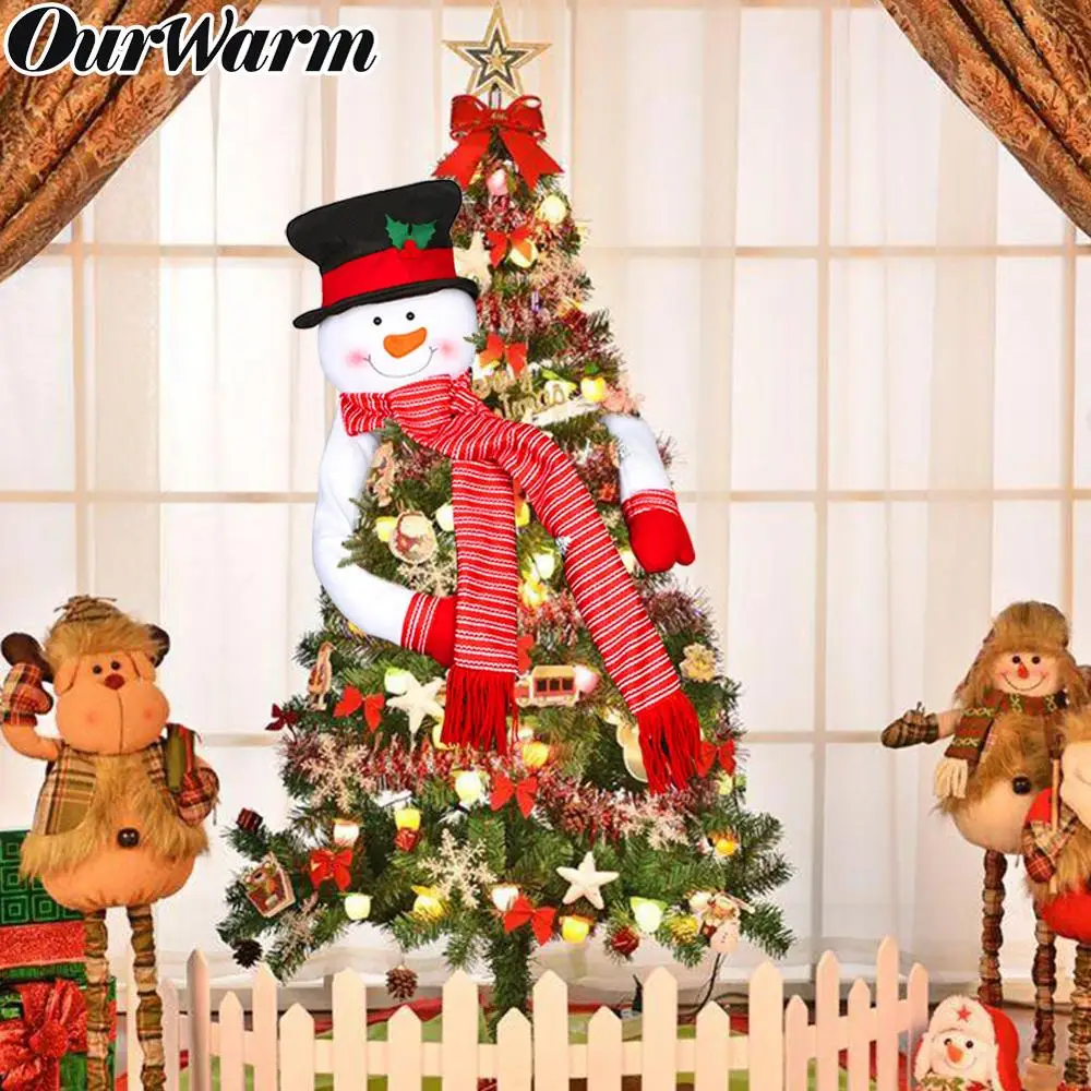 

OurWarm Christmas Tree Topper Head Snowman Santa Claus Hanging Christmas Tree Ornament New Year Gift Christmas Party Decoration