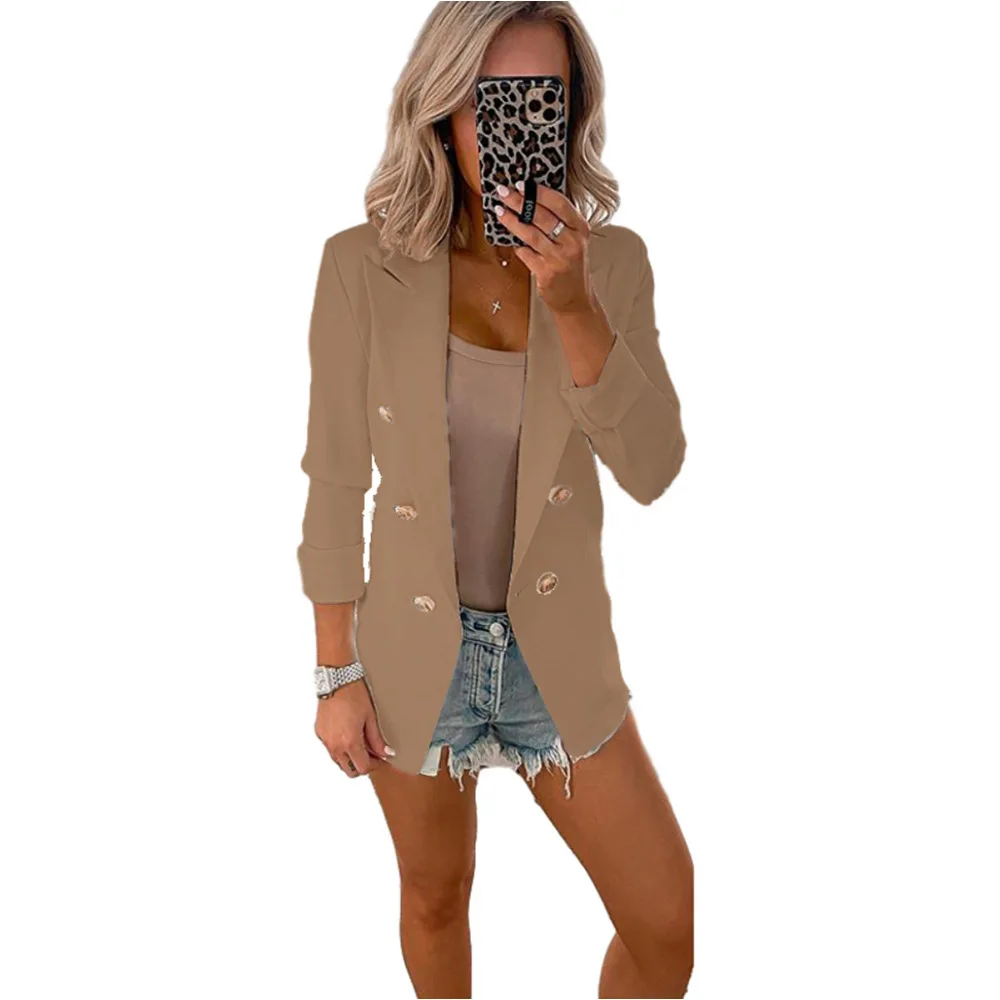 Female Small Suit Solid Color Slim Business Suit Collar Cropped Jacket Plus-sized ropa para mujer  women blazer  fall jacket for