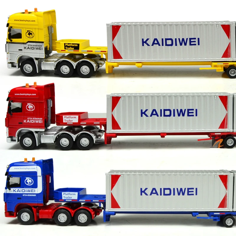 

Construction Vehicle Series 1/50 All-Alloy Heavy Expansion Flat Transport Truck Model Vehicle Die Casting Heavy Container Truck