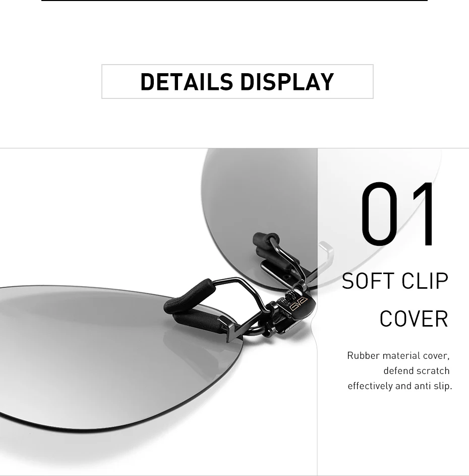 CAPONI Pilot Men Sunglasses Clip Intelligent Color Change Eyewear Vintage Driving Polarized Eyeglasses Clip UV400 BSH1101