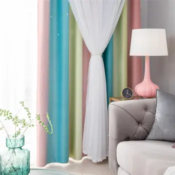 

Modern Double Layer Blackout Curtains Star Cutout Window Curtain for Living Room Bedroom Home Decor JS22