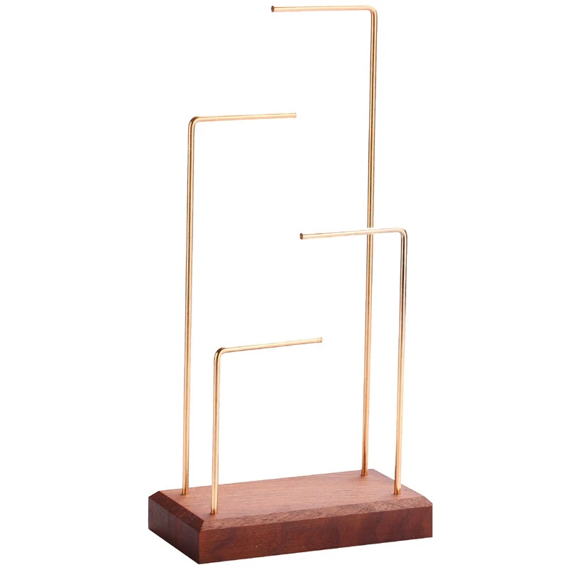 

Ring Display Holder Pendant Earrings Display Stand Metal Stick Solid Wood Jewelry Display Stand