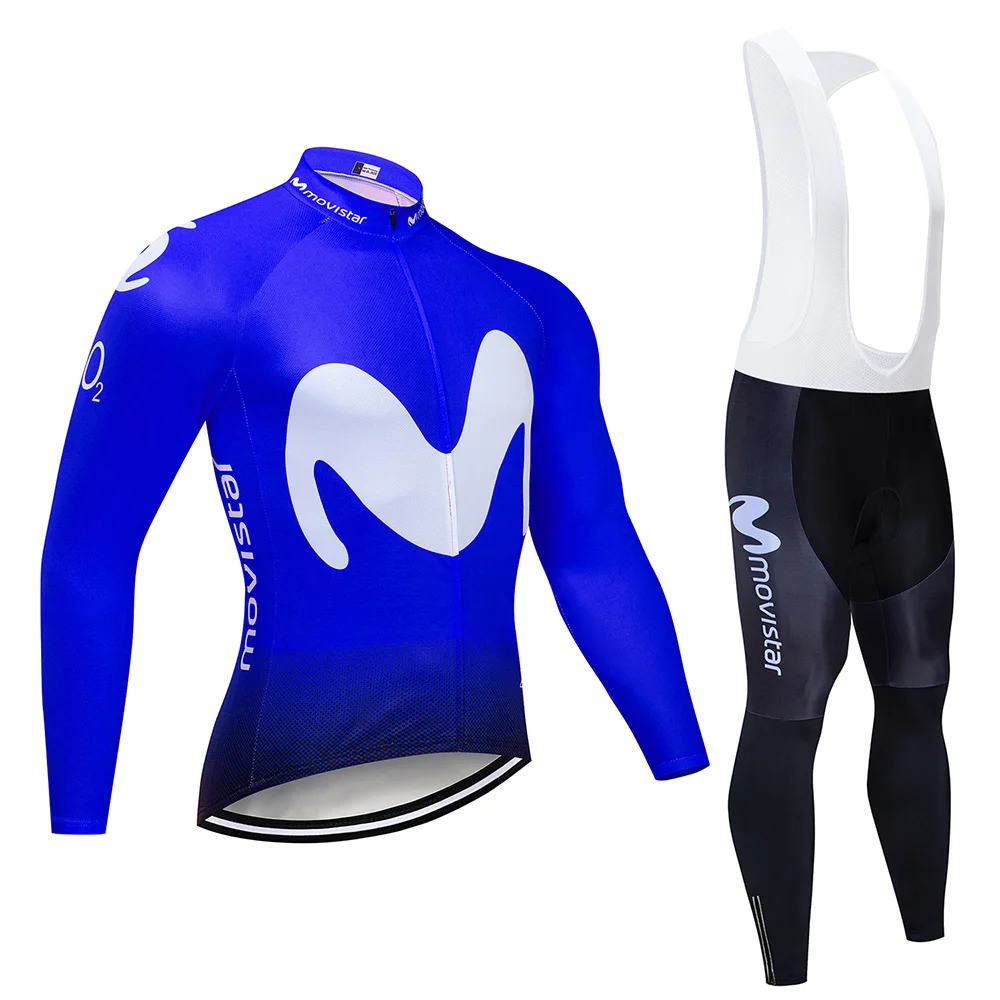 Bib Cycling Set Winter Long Sleeve Team Cycling JERSEY Bicycle Pants Set Men's Clothing Warm Riding Maillot Culotte - Цвет: Bib Cycling Set