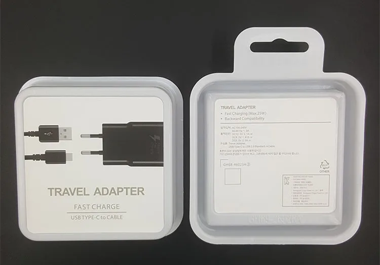 

US/EU/UK PLUG AC Power Fast Travel Adapter Wall Charger + Type-C Cable With Retail Packaging For Samsung Galaxy S8 S8 Plus Moto