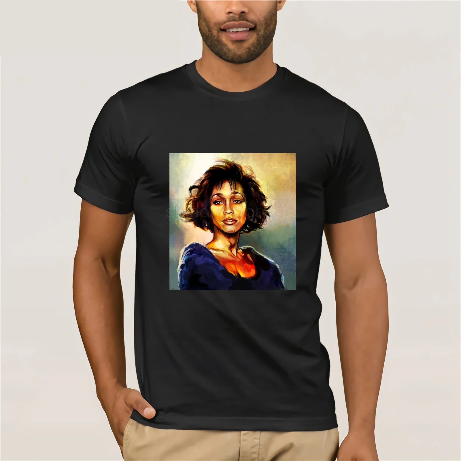 Мужская музыкальная футболка Whitney Houston Акварельная для мужчин 2019 Летняя мужская
