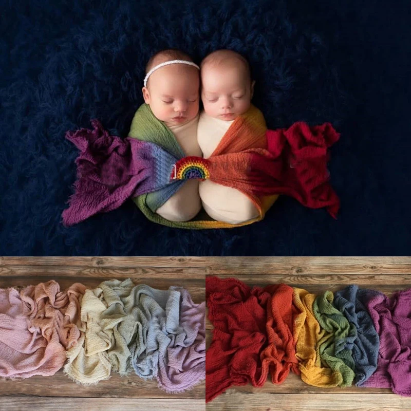 

Newborn Photography Props Cotton Wraps Stretchable Rainbow Blanket for Baby Shoot Backdrop Studio Photo Elasticity Accessories
