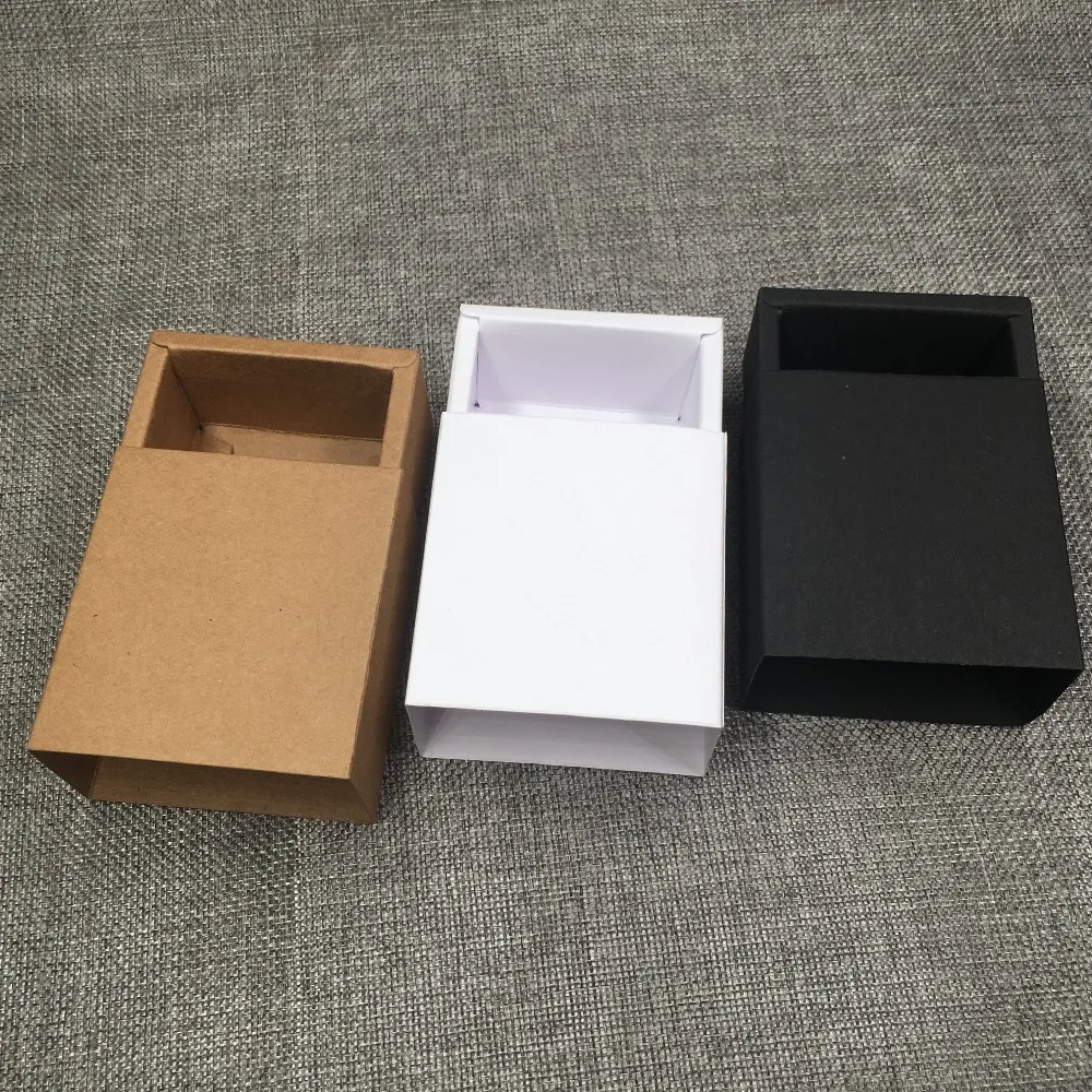 

50Pcs/Lot 7.1x6.5x3.6cm Rectangular Design Drawer Box Kraft Paper Boxes Blank Handmade Storage Box For Candy Chocolate Cases