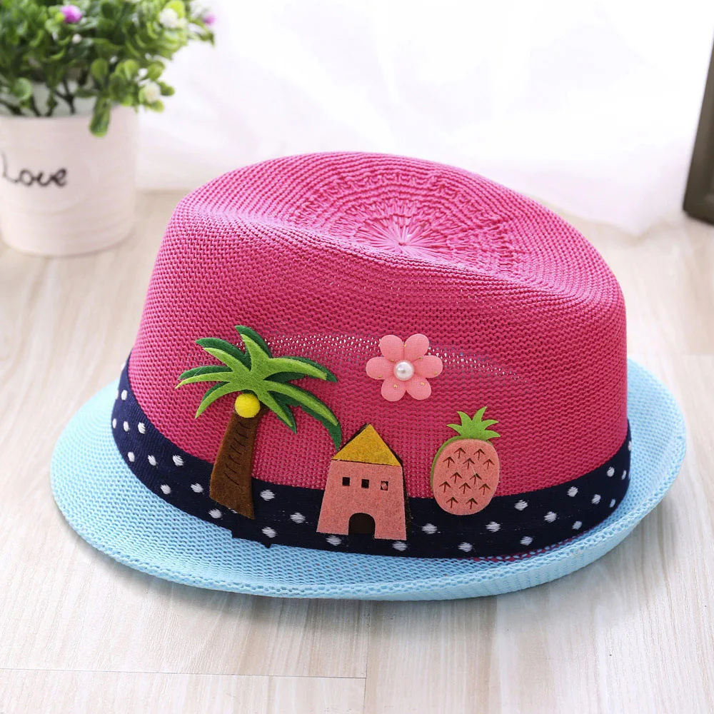 Boys and girls jazz hat embroidered coconut tree Toddler Infant Sun Cap Outdoor Baby Girls/Boys Hat Jazz Cap For Baby 