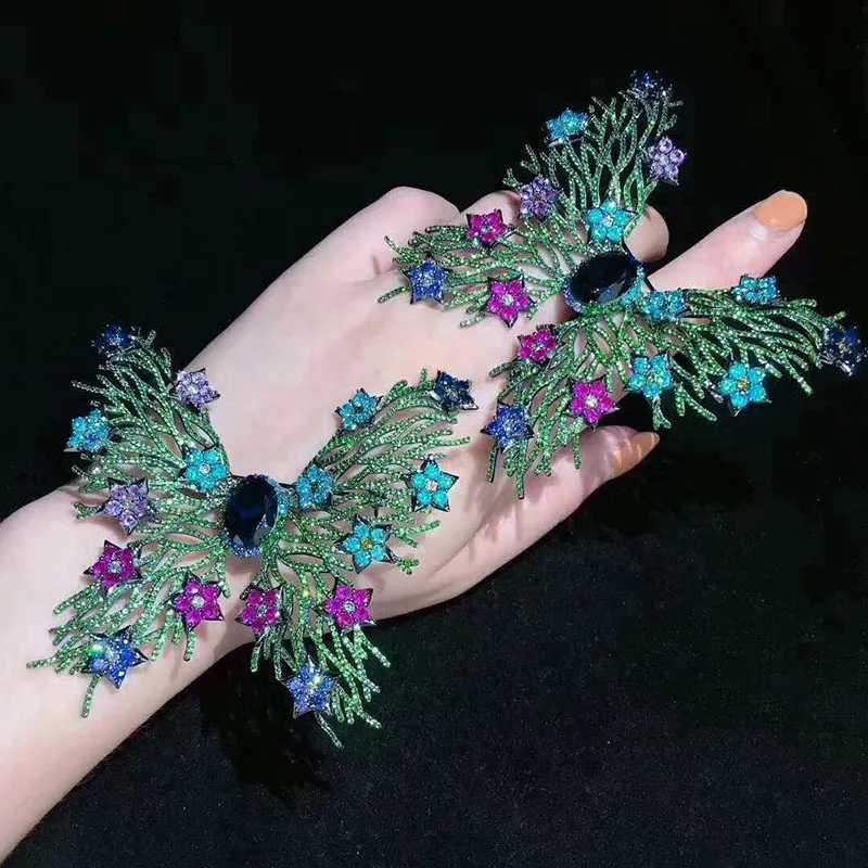 35x65MM 18k gold plated Zirconia micro pave Butterfly Brooch Pin