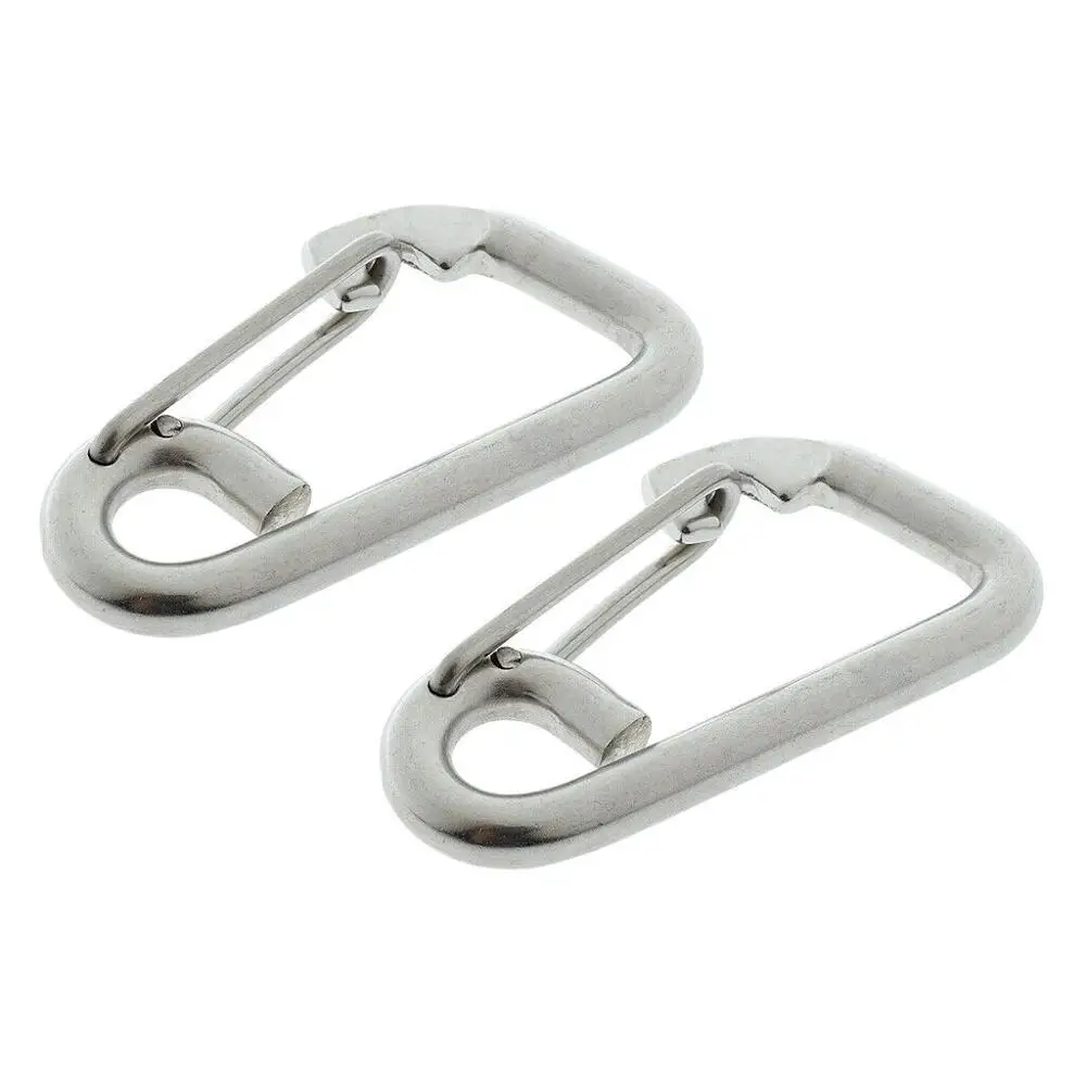 2Pcs 8*80cm Stainless Steel Egg Spring Snap Hook Clips Quick Link Carabiner Rock Climbing Buckle Eye Hardware Ring for Outdoor lixada outdoor rappel ring 22kn скалолазание скалолазание кольцо для приключений восхождение на альпинизм оборудование для галтовочного кольца