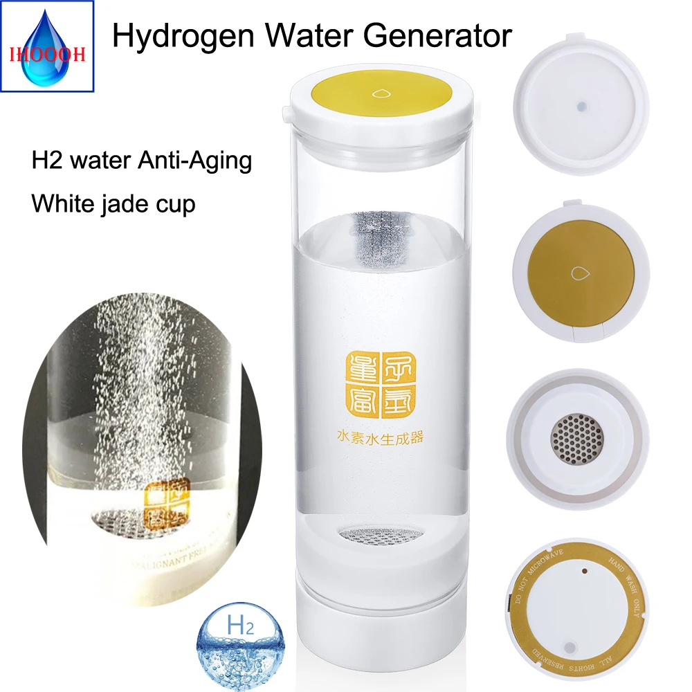 

Healthy Gift Anti-Aging Rechargeable Hydrogen Rich Water Bottle Generator Wireless Transmission Alkaline H2 Ionizer Glass Cup