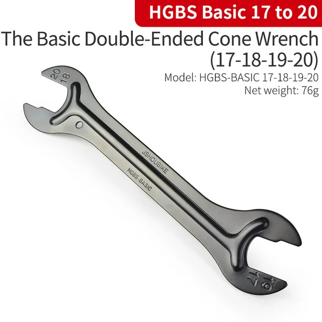 JSHOU BIKE Head Open End Axle Hub Cone Wrench 13 to 24mm High Carbon Steel Bicycle Removal Repair Tool HGBS BASIC 17 to 20