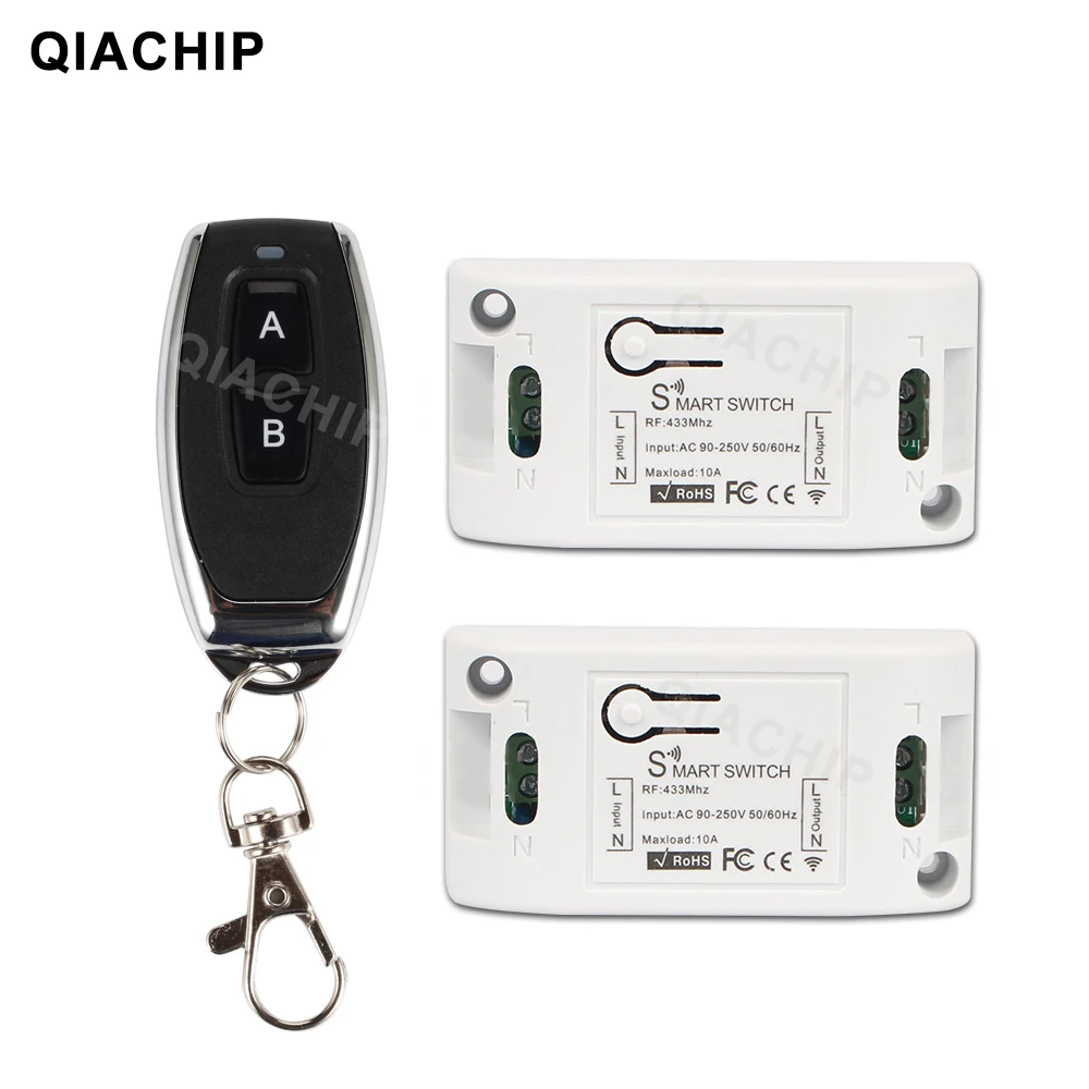 QIACHIP 433Mhz Universal Wireless RF Remote Control Switch AC 110V 220V 1CH Gate Garage Light Receiver &amp 433 MHz | Электроника
