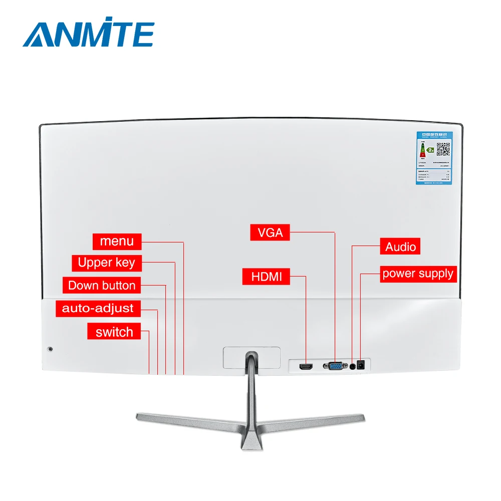 Изогнутый TFT ЖК монитор Anmite 23 8 дюйма FHD Hdmi HDR для игр и соревнований светодиодный