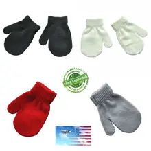 Детские перчатки для малышей, зимние теплые мягкие однотонные вязаные теплые митенки для мальчиков и девочек, детские перчатки