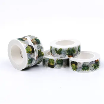 

1Pcs Potted Plants Succulents Print Masking Tape Stickers School Supplies Self Adhesive Scrapbooking Decorative Paper Washi Tape