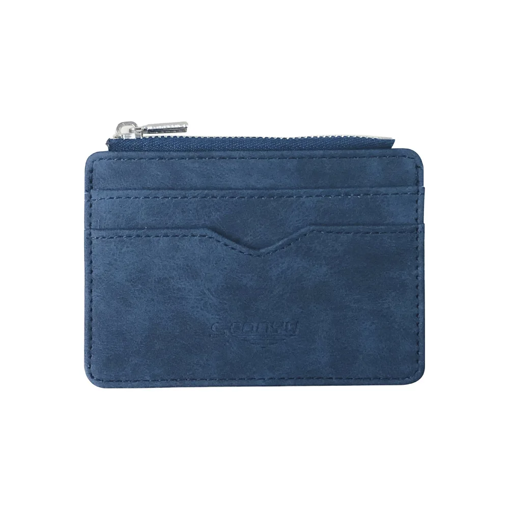 Fashion Small Men Wallet ID Card Holder Durable PU Leather 5 Card Slots Purse With Zipper Coin Pocket Thin Credit Card Case - 2