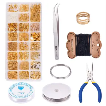 

1410Pcs Jewelry Finding Kits with Jump Rings Lobster Claw Clasps Cord Ends