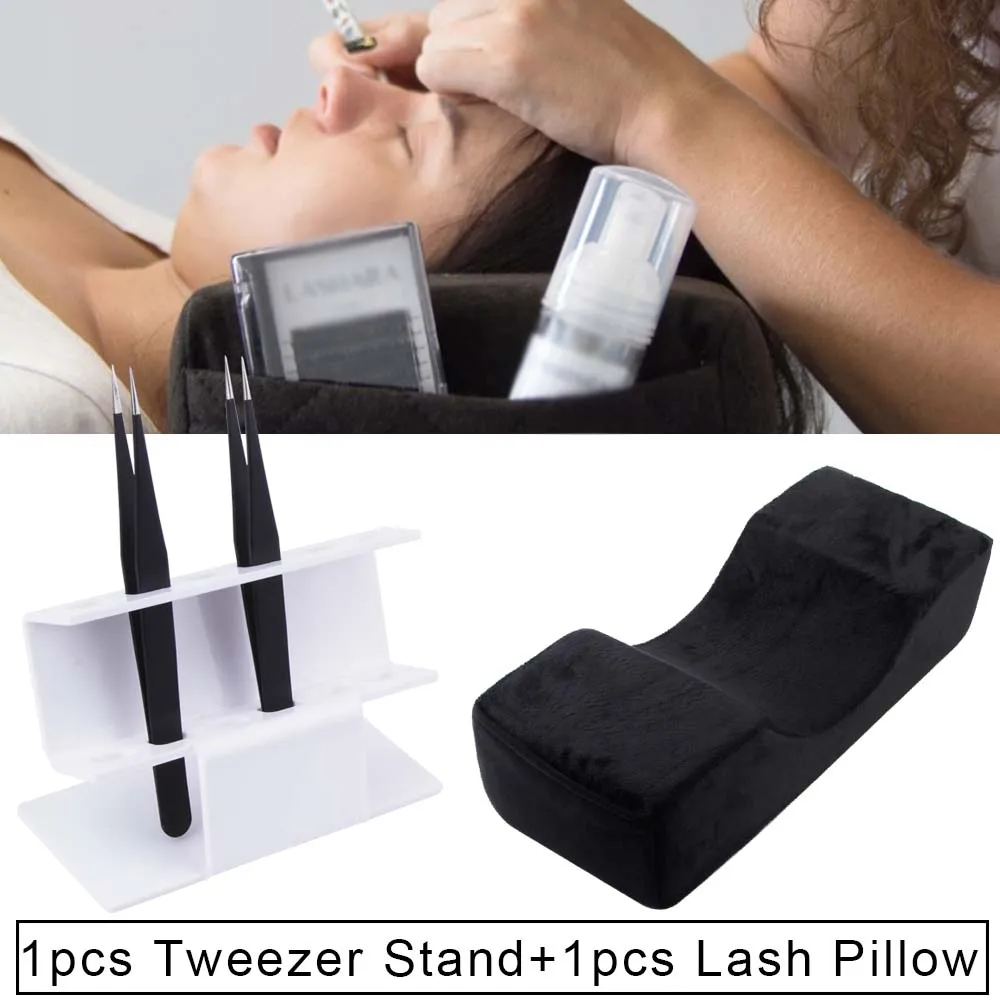 

Professional Eyelash Extensions Neck Pillow Ergonomic Memory Pillows 1pcs Plastic Tweezers Stand Positions Shelf Holder Makeup