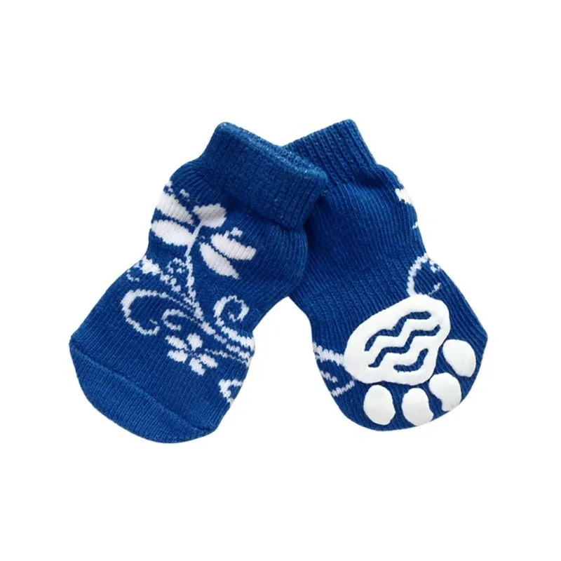 4 шт. носки для собак Мягкие хлопковые носки нескользящие резиновые сапоги в полоску Apparels Z