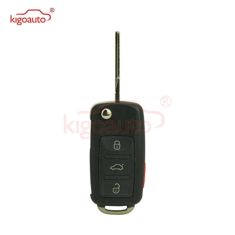Kigoauto Flip Remote Key Shell 3 Button with Panic for Volkswagen Touareg 2004 2005 2006 2007 2008 2009 2010 2011