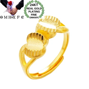 

OMHXFC Wholesale RI232 European Fashion Hot Fine Woman Girl Party Birthday Wedding Gift Christams Apple 24KT Gold Resizable Ring