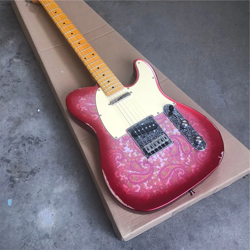 

Relic, Paisley coral, electric guitar, light relic, relief hardware, real photos, wholesale and retail, freight free,