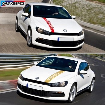 

Racing Sport Stripes Car Hood Bonnet Sticker For Volkswagen-Scirocco GTS TSI Auto Engine Cover Decor Vinyl Decals Accessories