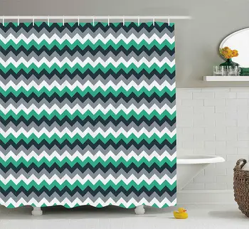 

Bathroom Shower Curtains Bath Curtain Chevron Zig Zag Arrows Striped Pattern for Creative Home Decorative with Hooks