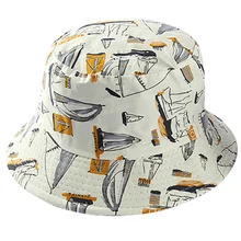 Double Side White Navy Sailboat Fisherman Hat Female Bucket Hats Women Men Hip Hop Dancer Outdoor Travel Panama Cap Bob