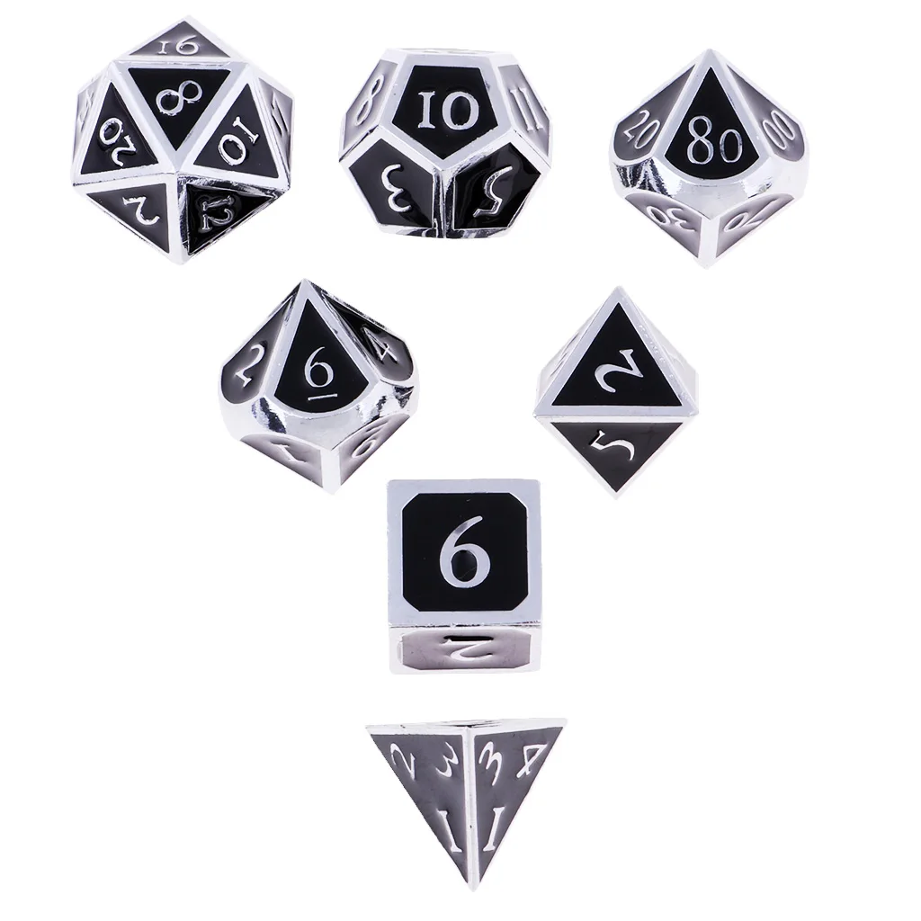 Board Gaming Dices Set of 7 Dice Poly Polyhedral Dice D4 D6 D8 D10 D12 D20 for Role Cup Player 