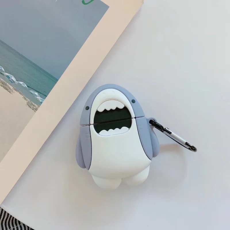 Для AirPods чехол с милым рисунком милой акулы мягкий силиконовый беспроводной Bluetooth чехол для наушников s для Apple Airpods 2 Чехол Funda