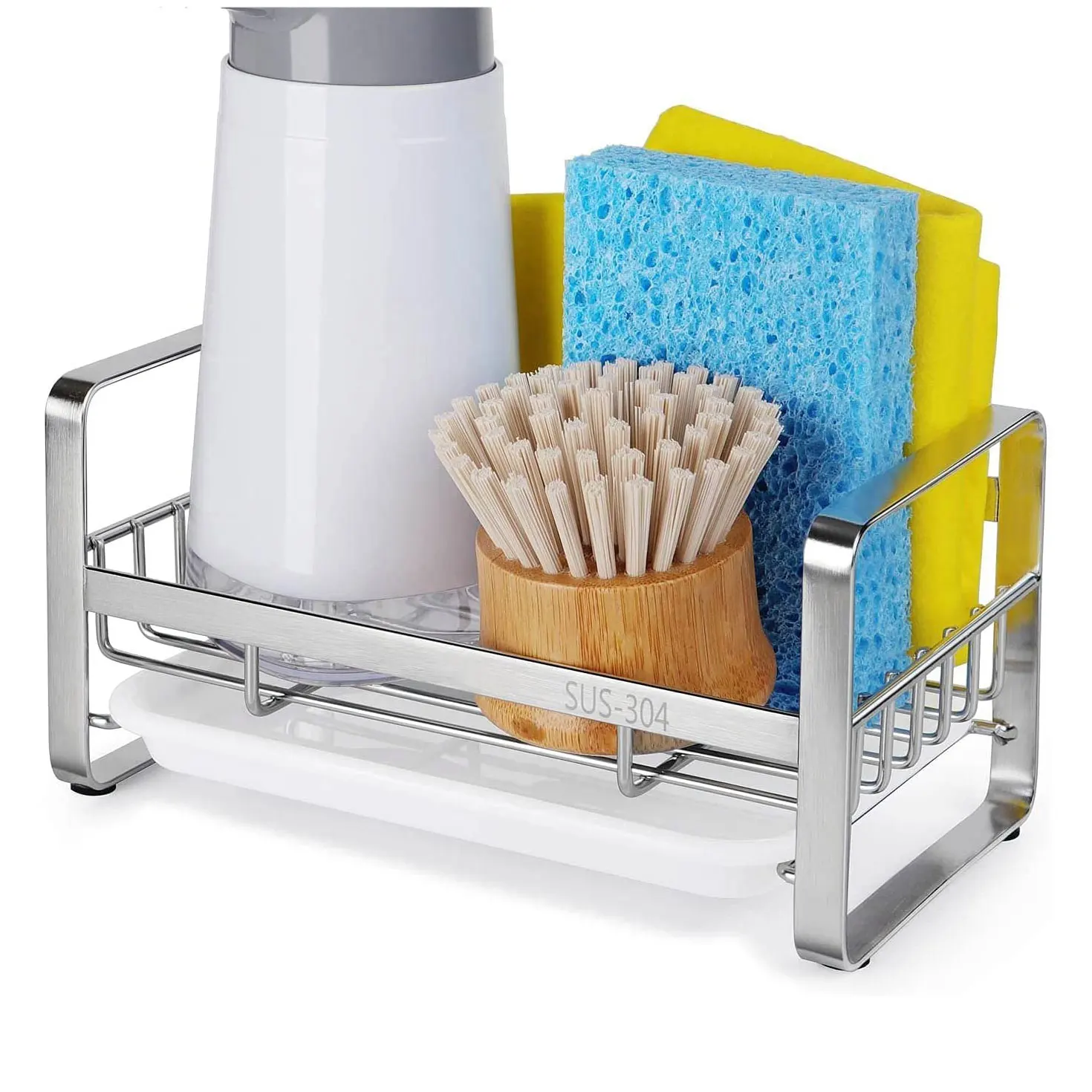 Kitchen Sponge Holder Sundries Storage Shelf Drain Rack Wallmounted