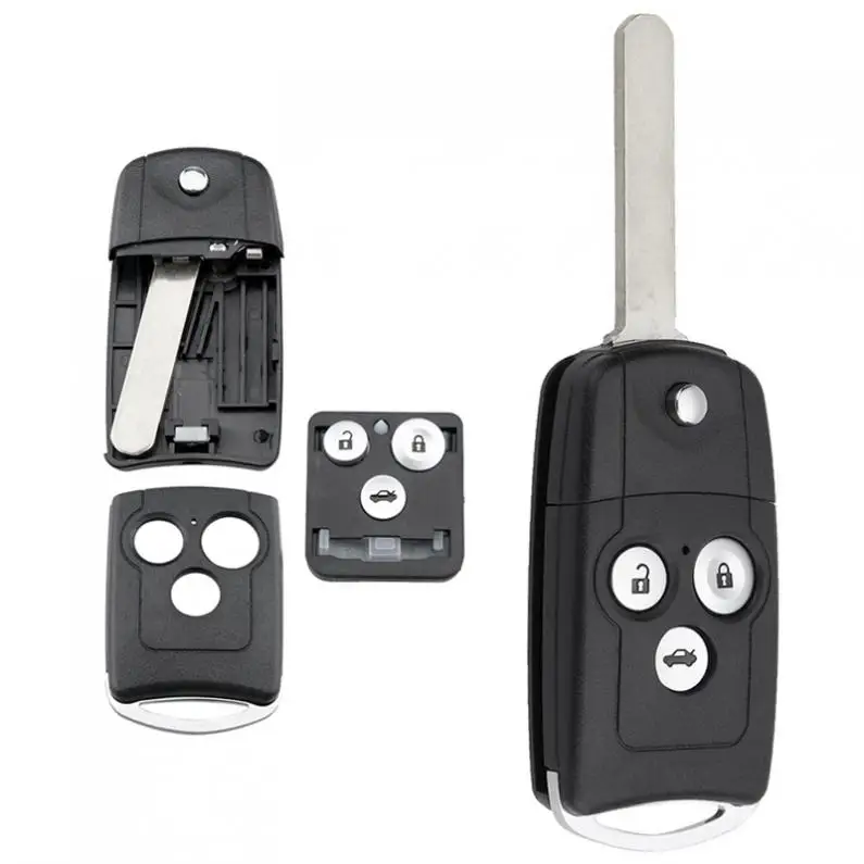 

3 Buttons Auto Car Key Fob Case Shell Replacement Remote Cover with HON66 Blade Fit for Honda Civic Accord Jazz CRV