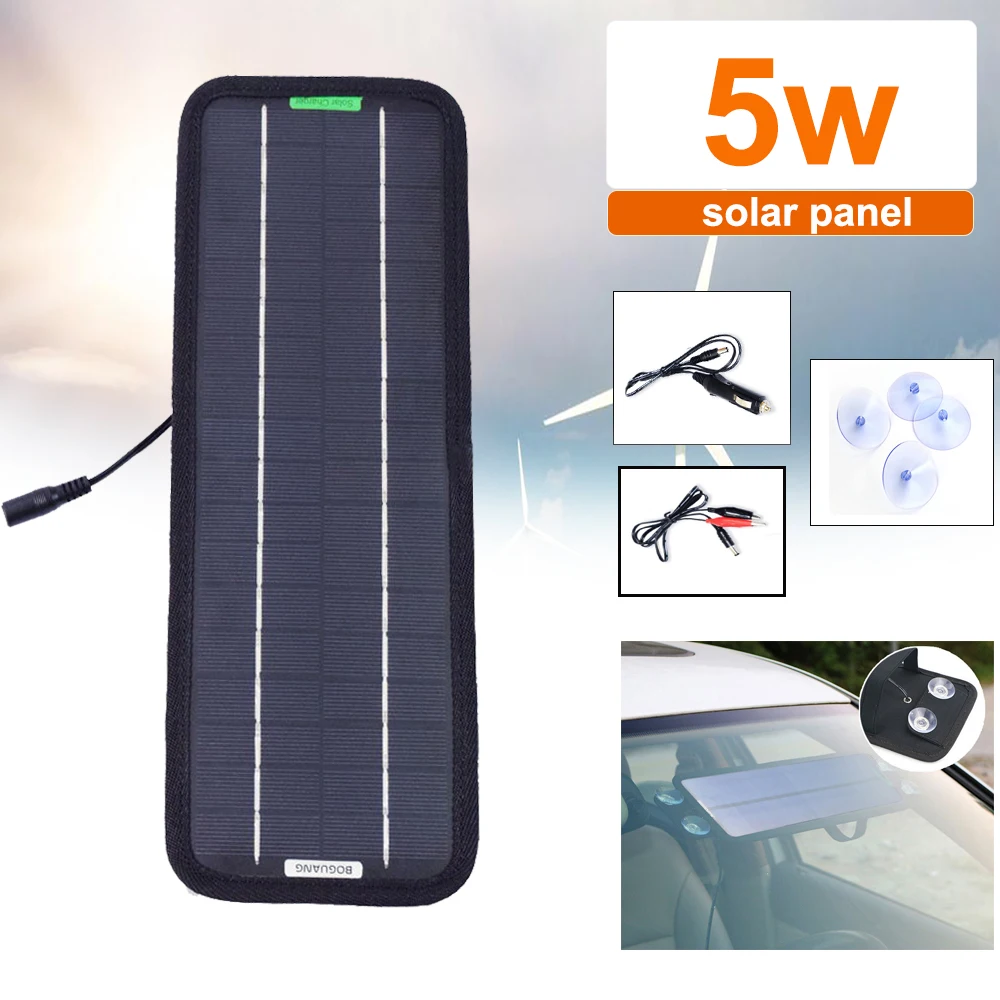 Xinpuguang flexible portable solar panel 5w 18v 12v Charger for 12v car battery monocrystalline with cigaretter lighter