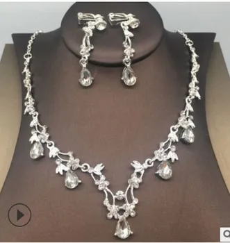 

chaming 2 set/lots crystal diamond weddding birde set lady's necklace earings up-market gift free shipping 12b