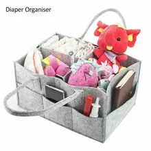 

Grey Baby Diaper Caddy Organizer Felt Baby Tote Bag For Mothers Nappy Maternity Diaper Nursery Storage Bins 33*23*18.5 Cm