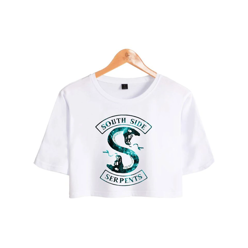 

White Crop Top Femme Fashion Riverdale South Side Serpents Printed Harajuku Tee Clothes Women Blouses Shirts Tops Cropped Tumblr