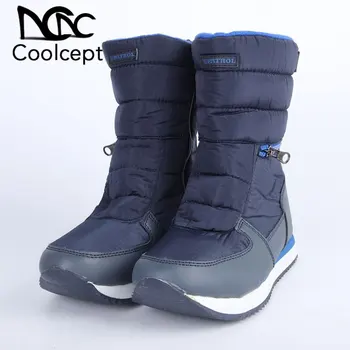 

Coolcept Winter Warm Snow Boots Women Mid Calf Boots Zipper Solid Color With Fur Flats Shoes Outdoor Women Footwear Size 36-41