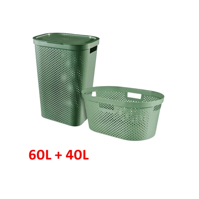 CURVER Coffre à linge en plastique recyclé - 60 L - Blanc