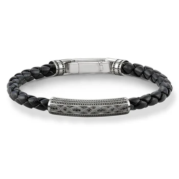 

Bowknot Black Leather Bracelets 925 Sterling Silver LOVE KNOT Cuff Bangle Fashion Good Cool Jewelry Accessories Gifts Women Men