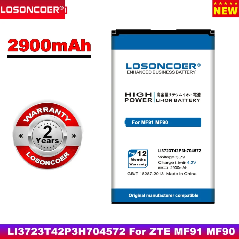 LOSONCOER 2900 мАч Li3723T42P3h704572 Высококачественная фотобатарея для ZTE MF91 MF90