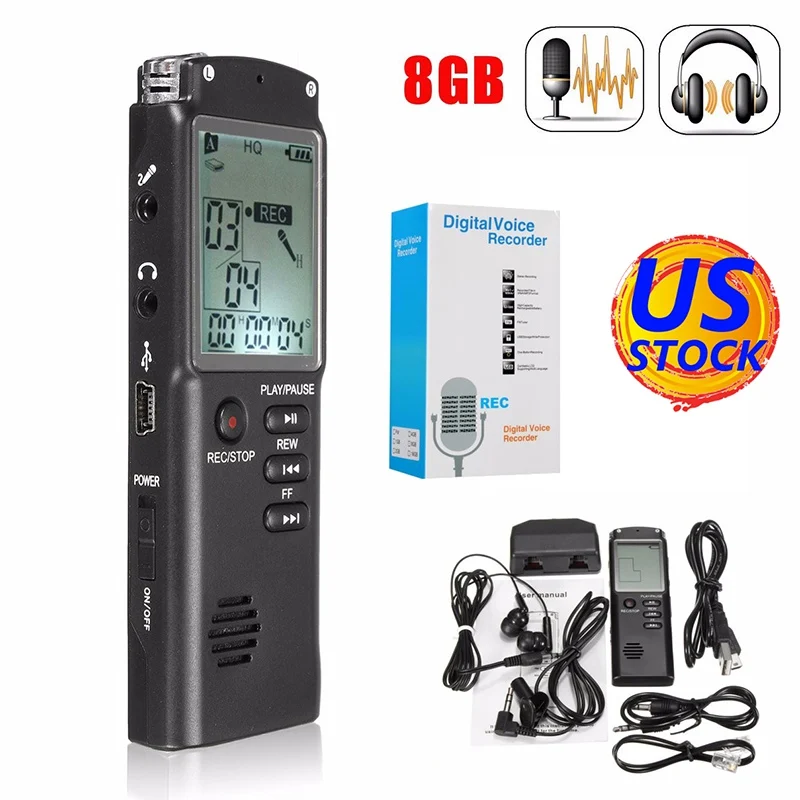 

8,16,32GB Rechargeable Recording Pen Digital Audio Voice Recorder Dictaphone MP4 Player Single Button Recording Feature