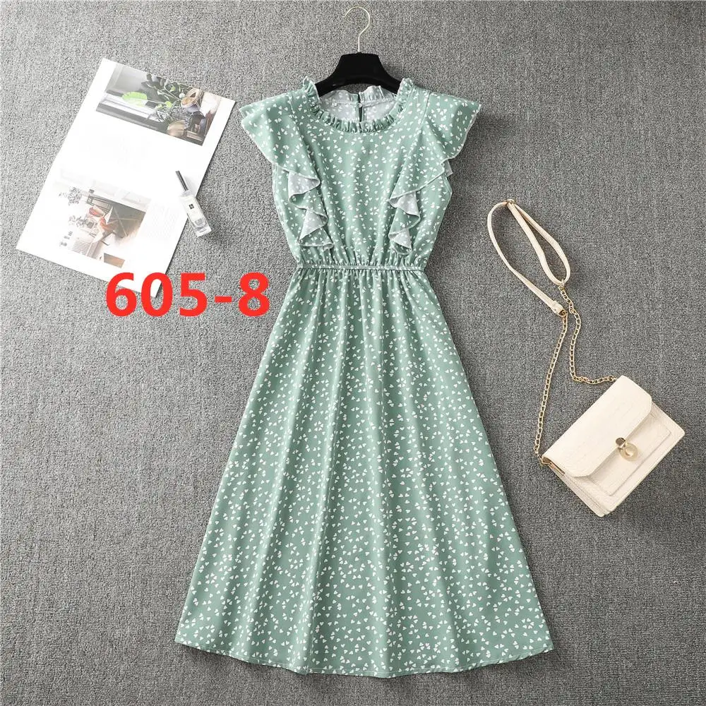 Summer New 2021 Women's Elegant Sundress Slim Sleeveless Woman Sundress Ruffles Knee Length Clothes Red Beach Party Dresses For slip dress Dresses