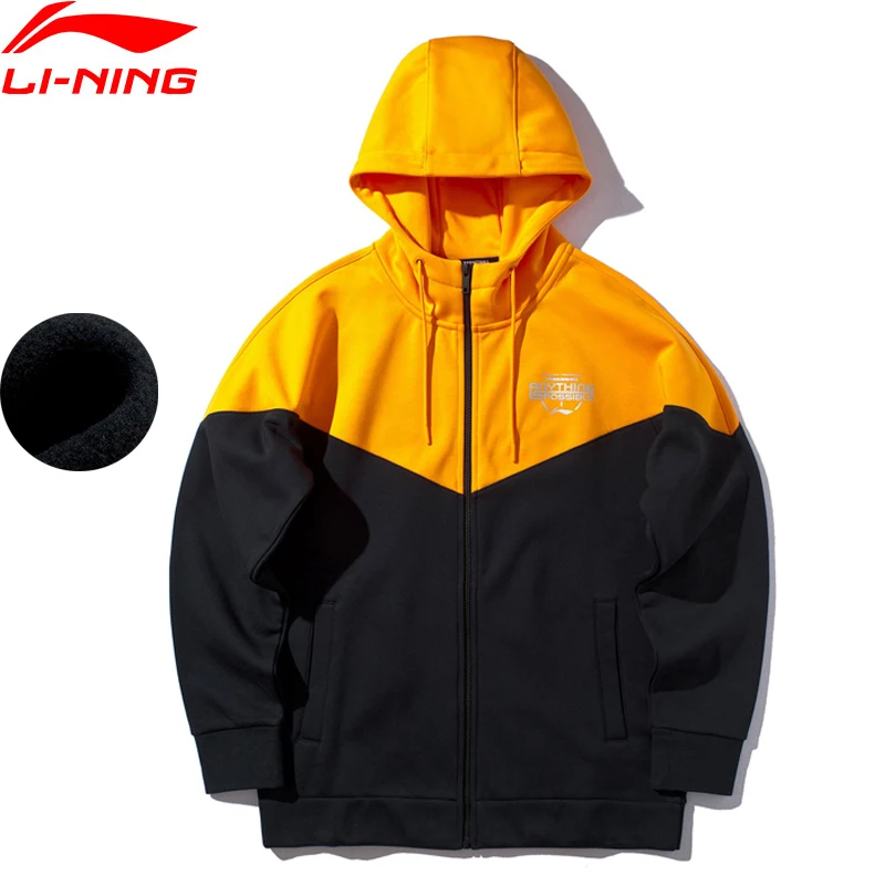 

Li-Ning Men Basketball Knit Hoodie WARM SHELL Winter Fleece 72% Cotton 28% Polyester LiNing Sports Sweater AWDP667 COND19